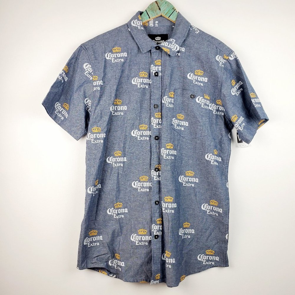 Corona Extra Button Up Denim SS Shirt Sz Med NWOT